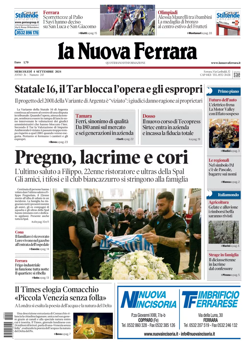 Prima-pagina-nuova ferrara-oggi-edizione-del-2024-09-04